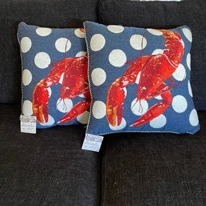 MacKenzie-Childs Lobster Outdoor Accent Pillows Set of Two